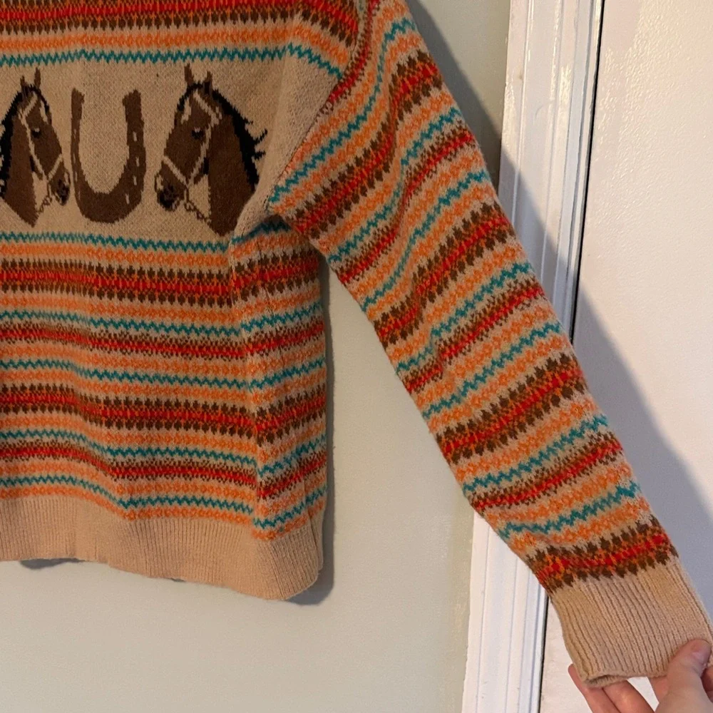 SHEIN Multicolor Horse Pattern Crewneck Sweater - Picture 3 of 4